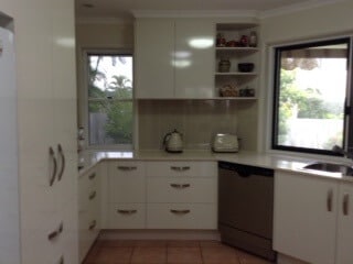 Couples New white Kitchen on the Sunshine Coast